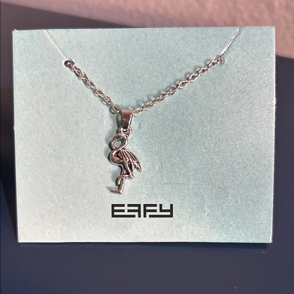 New Effy Silver Tone Flamingo Bird Charm Necklace